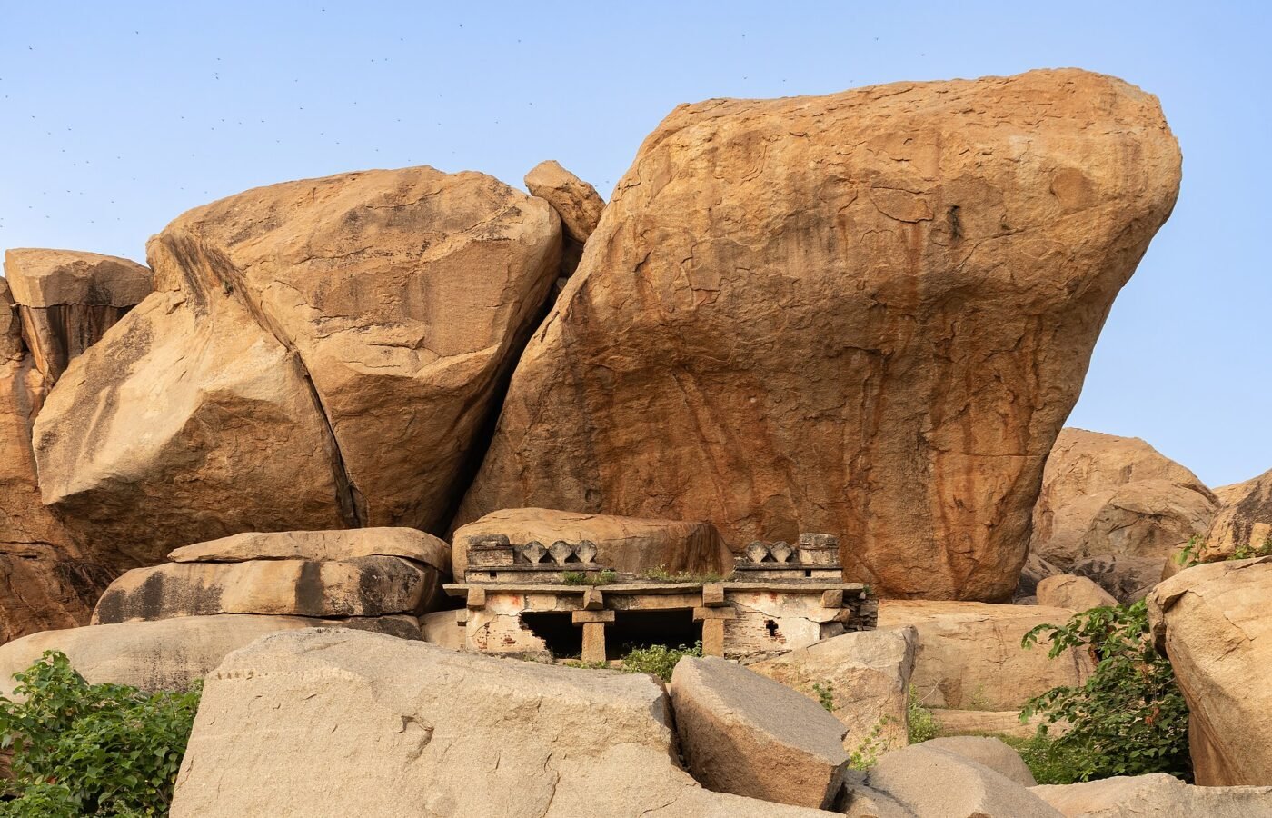 The boulder strewn landscape and temple towers of Hampi, Karnataka