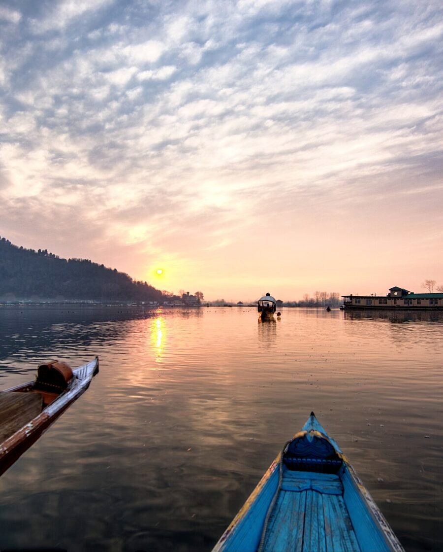 Shikara boats on Dal Lake at Srinagar in Kashmir