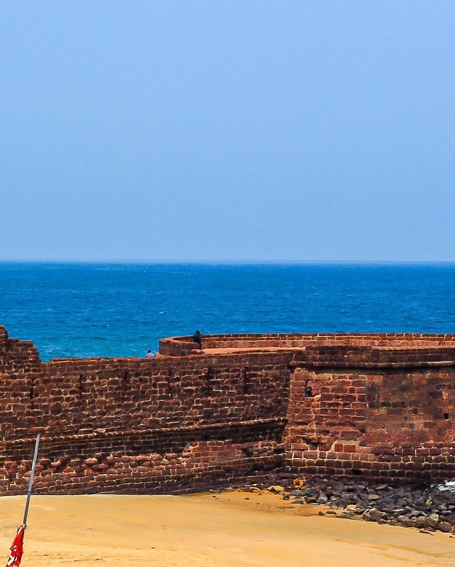 A wide sand beach along the Goa coastline