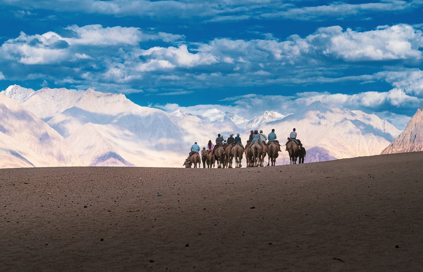 The Nubra Valley in Ladakh, a broad sandy valley between high ranges