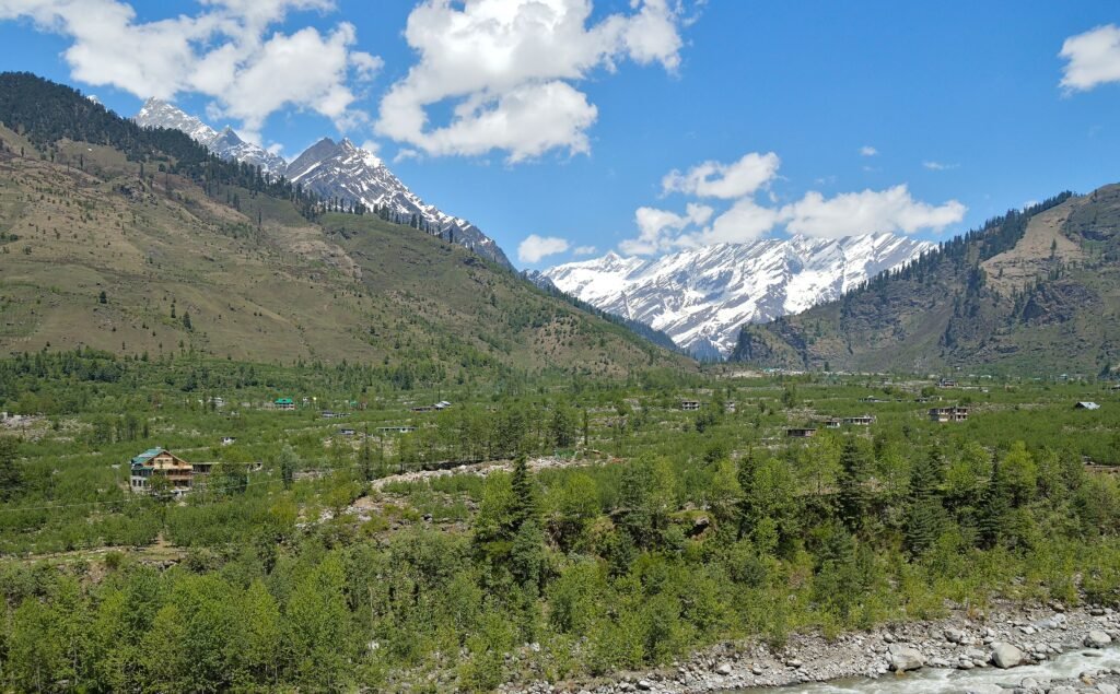 Solang Valley near Manali in Himachal Pradesh, ringed by snow covered ridges