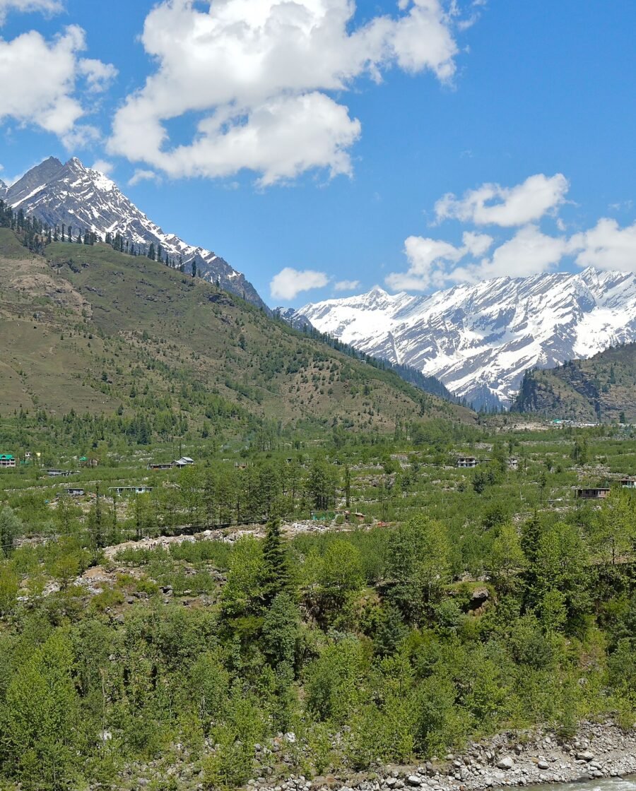 Solang Valley near Manali in Himachal Pradesh, ringed by snow covered ridges