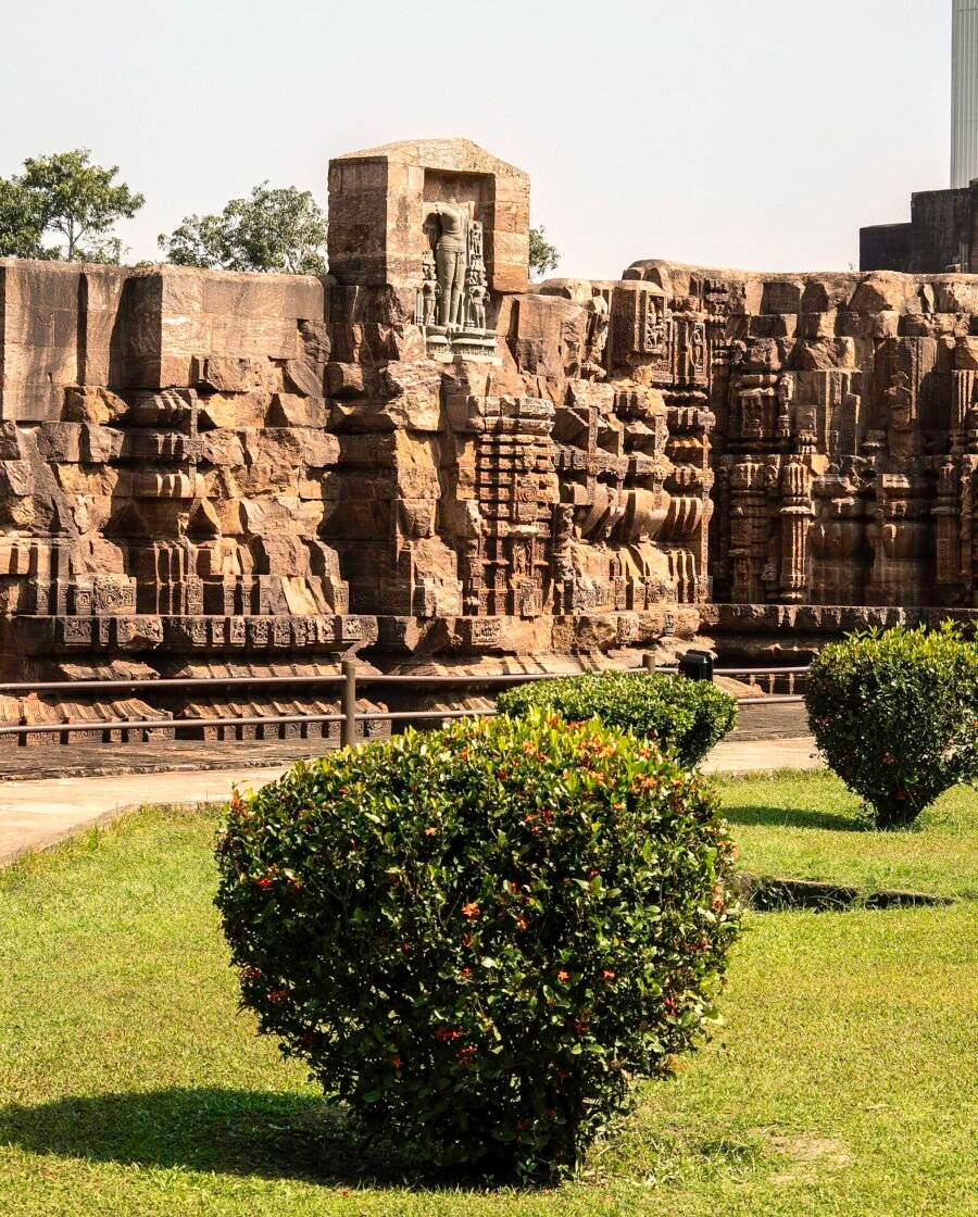 The Konark Sun Temple in Odisha, its carved stone wheel and terraces