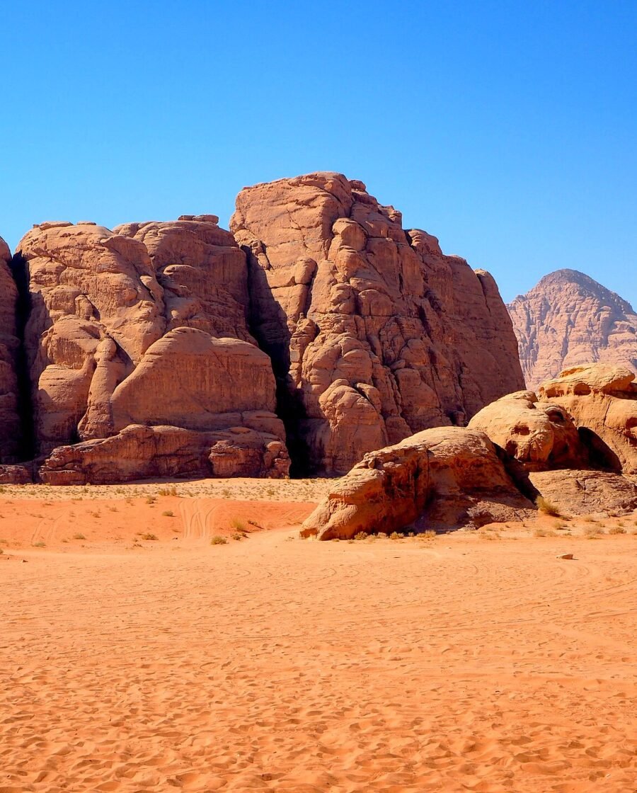 The sandstone desert of Wadi Rum in Jordan